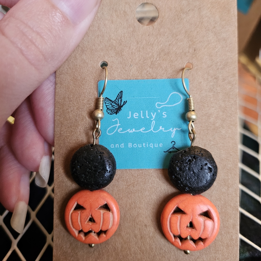 Jelly's Jewelry and Boutique Handcrafted Halloween Pumpkin Earrings